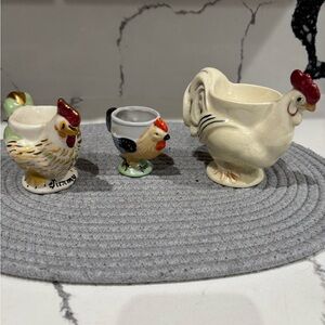 Ceramic Rooster Egg Cups Set